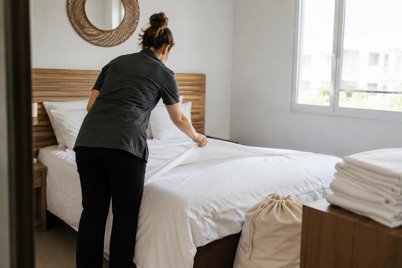 Gestion du linge proposée en option pour une location saisonnière à La Grande-Motte